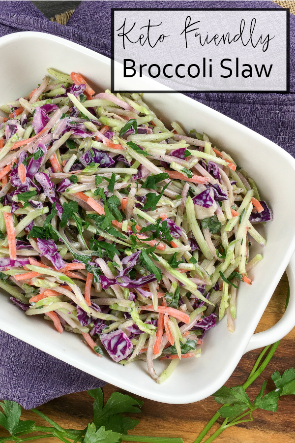 Make this delicious keto friendly low carb broccoli slaw for your next get together. It's a quick and easy side dish recipe that's sure to please a crowd. 