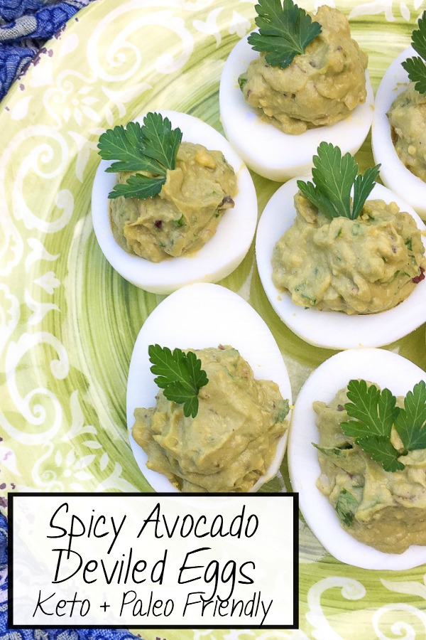 Make these decadent Spicy Avocado Devilied Eggs for your next get together. They're Paleo Friendly, Whole30 Approved, and Keto Friendly and low carb, too. 