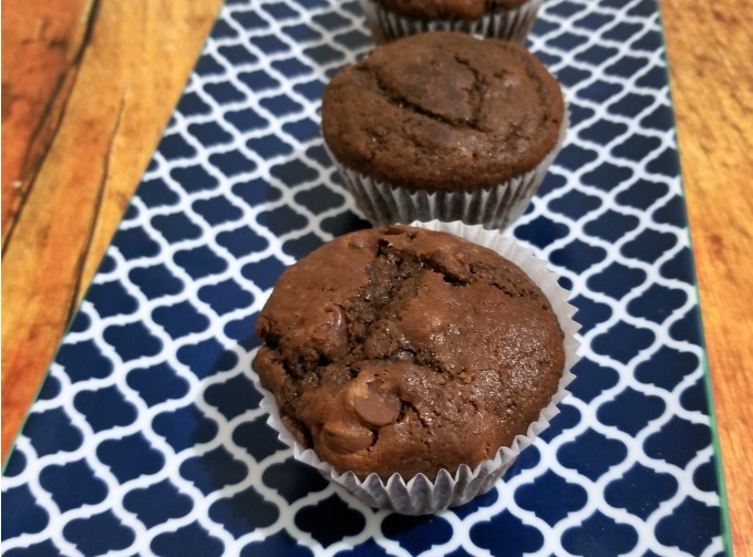 Super moist double chocolate chip muffins